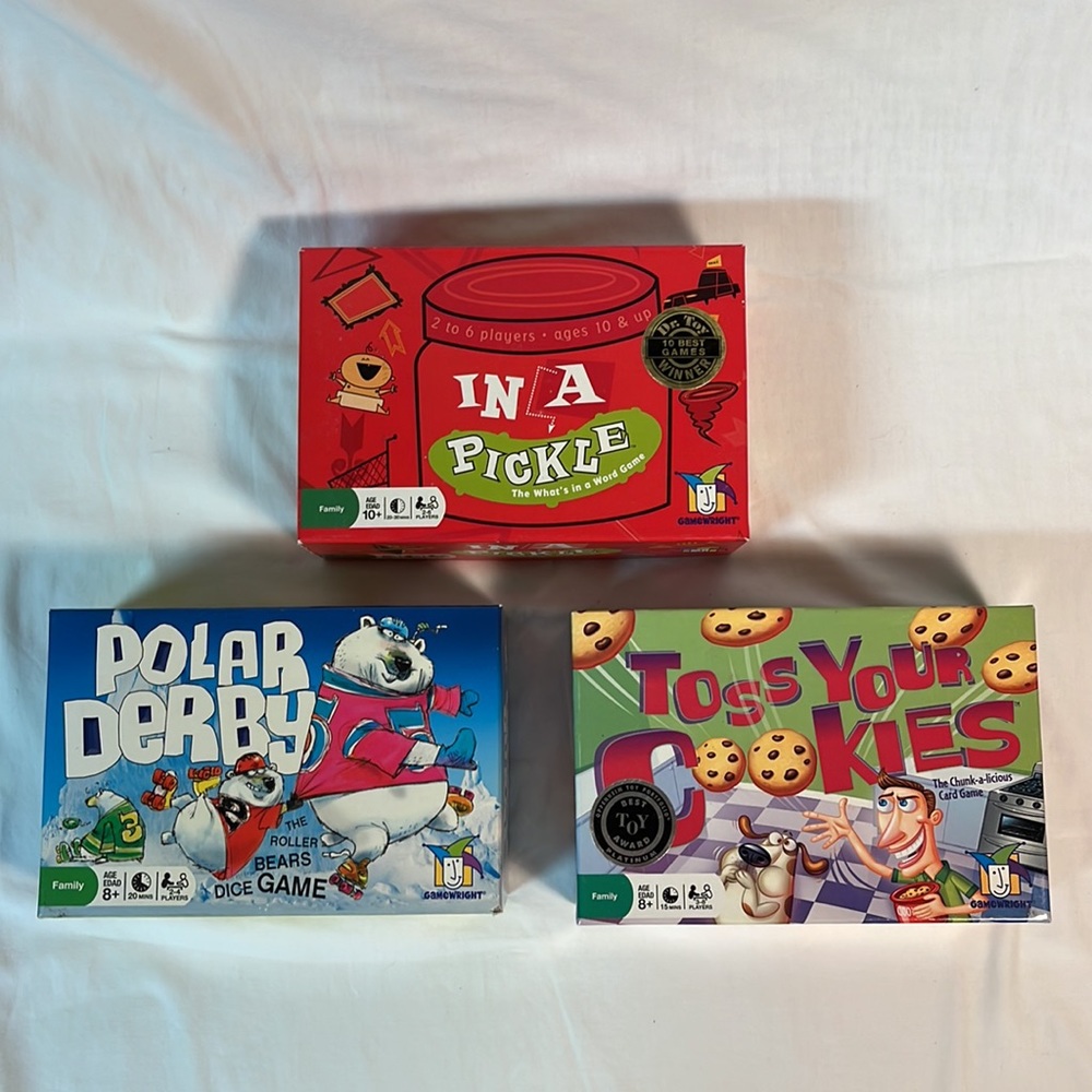 Gamewright 3 Game Bundle-In a Pickle, Polar Derby, Toss Your Cookies